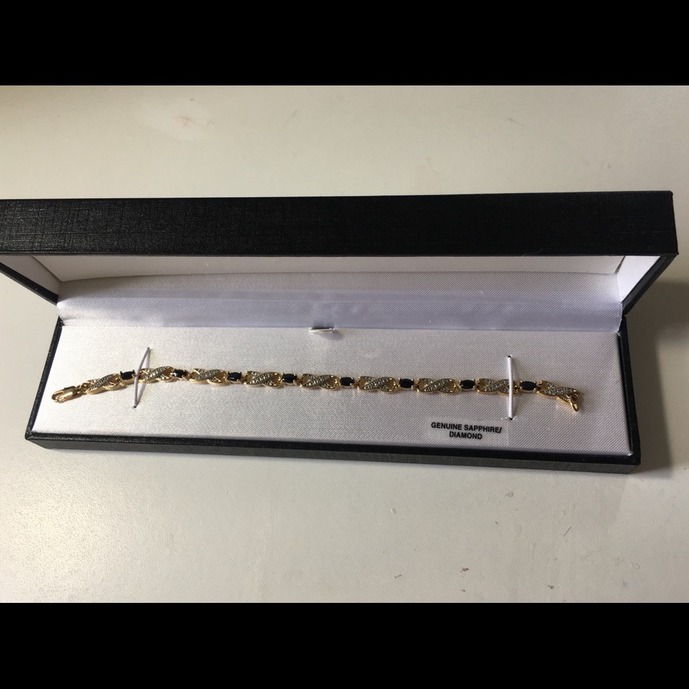 Diamond & Sapphire 18K Gold plated bracelet